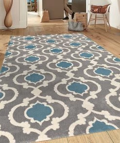 WRG All Area Rugs And Runners Trellis Grey Blue Indoor Area Rug