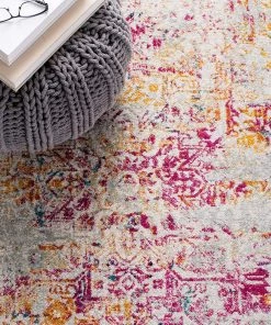 Modern Rugs And Decor Oriental Shabby Chic Vintage Distressed Area Rug, Ivory/Fuchsia All Area Rugs And Runners