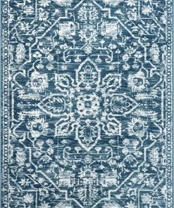 We Dazzle DISA Vintage Medallion Light Blue Soft Area Rug