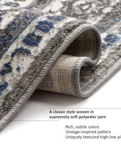 Well Woven Mante Grey & Blue Modern Sarouk Vintage Modern Distressed Persian Design Grey Blue Area Rug All Area Rugs And Runners