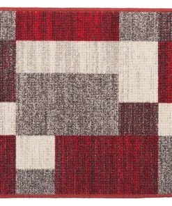 WRG Box Pattern Red Gray Area Rug Non-Slip Non Skid All Area Rugs And Runners