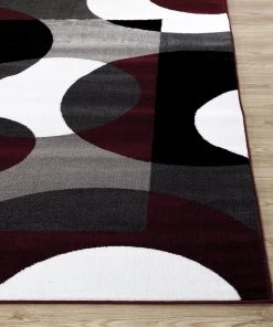 WRG All Area Rugs And Runners Circle Gray/Grey Burgundy Area Rug 13 WRG All Area Rugs And Runners Circle Gray/Grey Burgundy Area Rug