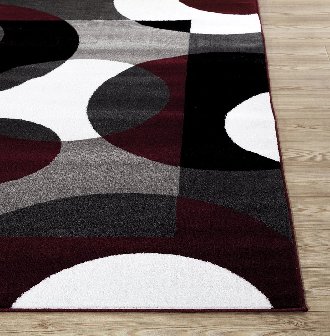 WRG All Area Rugs And Runners Circle Gray/Grey Burgundy Area Rug 3 WRG All Area Rugs And Runners Circle Gray/Grey Burgundy Area Rug
