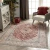 Well Woven Tonti Red Machine Washable Vintage Style Classic Distsressed Persian Area Rug