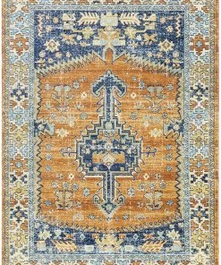 Artistic Darya Outdoor Medallion Soft Area Rug Orange/Navy All Area Rugs And Runners