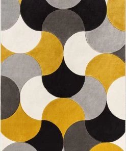 Well Woven All Area Rugs And Runners Good Vibes Helena Gold Modern Geometric Shapes 3D Texture Soft Area Rug
