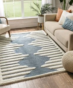 Well Woven Bellagio Luna Tribal Moroccan Diamond Pattern Blue High-Low Flat-WeaveArea Rug All Area Rugs And Runners