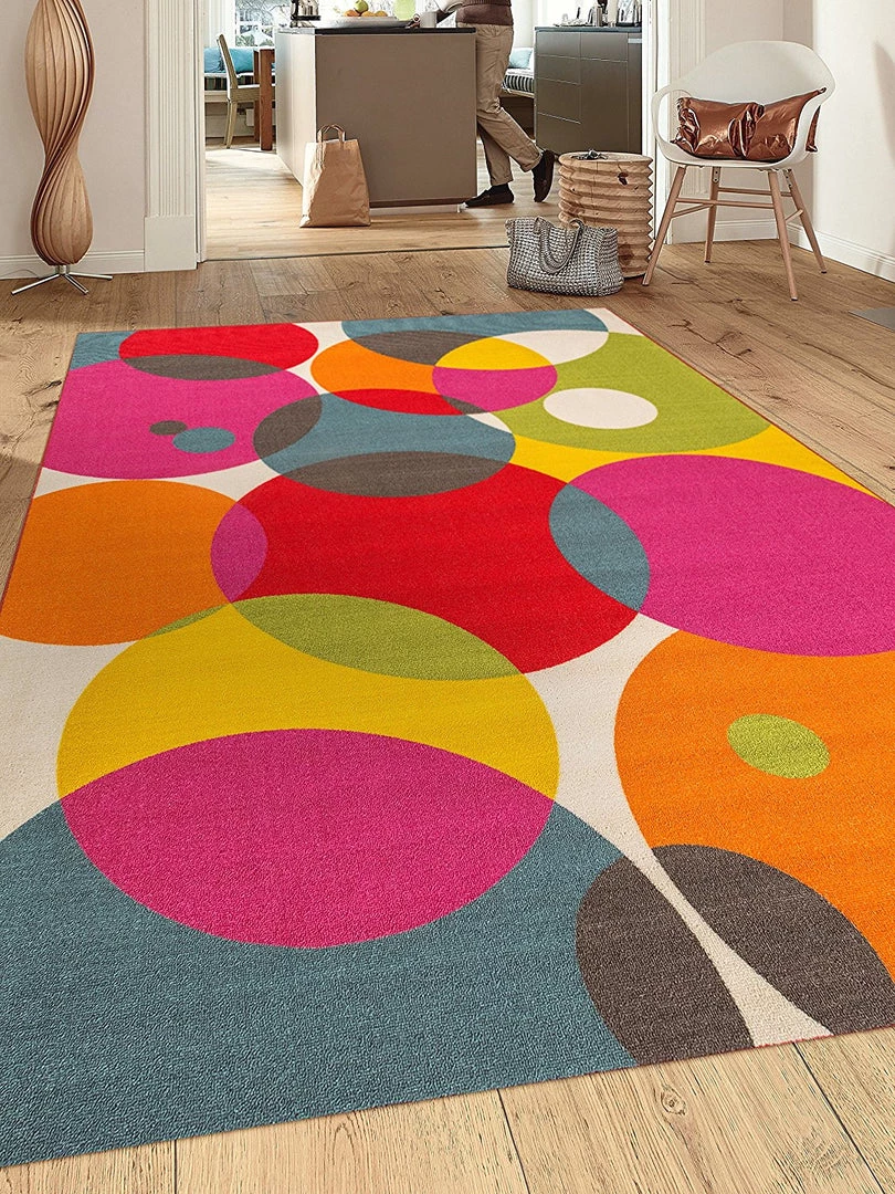 WRG All Area Rugs And Runners Vibrant Circle Area Rug Non-Slip/ No Skid 1 WRG All Area Rugs And Runners Vibrant Circle Area Rug Non-Slip/ No Skid