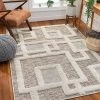 Varda Grey Tribal All Area Rugs And Runners Helga Beige Flat-Weave Hi-Low Pile Geometric Boxes Area Rug