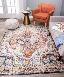 WRG Vintage Distressed Medallion Soft Multi-color Area Rug