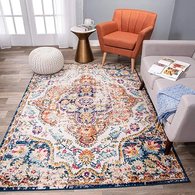 WRG Vintage Distressed Medallion Soft Multi-color Area Rug 1 WRG Vintage Distressed Medallion Soft Multi-color Area Rug