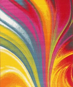 WRG All Area Rugs And Runners Vibrant Waves Area Rug Non-Slip/ No Skid