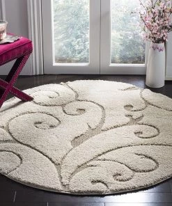 FAS Premium Swirl Thick Plush Cream Beige Shag Rug