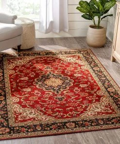 Well Woven Eugene Red Oriental Medallion Non-Slip Rubber Backed Runner Rug All Area Rugs And Runners