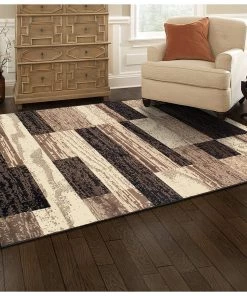 SUP Geometric Brick Design Chocolate Brown Area Rug All Area Rugs And Runners