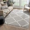 Well Woven Celina Grey Moroccan Shag Diamond Trellis Pattern Area Rug