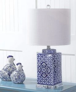 JONATHAN Lamps Choi 23" Chinoiserie LED Table Lamp Blue/White