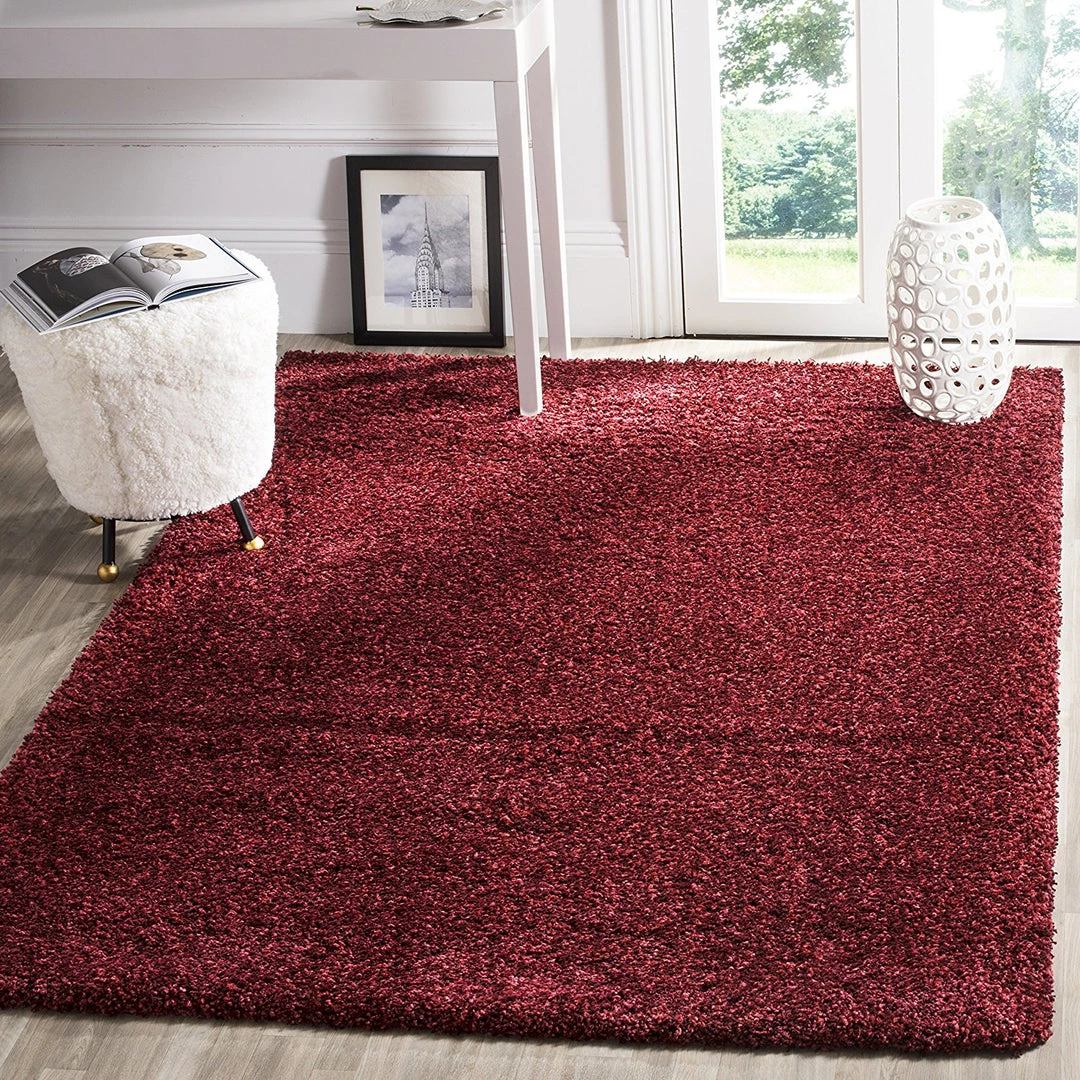 WRG Cozy Soft Thick Maroon Shag Area Rug 2-inch Pile Height All Area Rugs And Runners 1 WRG Cozy Soft Thick Maroon Shag Area Rug 2-inch Pile Height All Area Rugs And Runners
