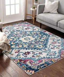 Unique Loom Adeline Bohemian Vintage Medallion Blue Multicolor Area Rug All Area Rugs And Runners