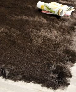 FAS Premium Handmade Silken Chocolate Plush Shag Area Rug All Area Rugs And Runners
