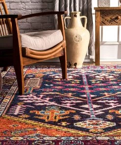 Modern Rugs And Decor All Area Rugs And Runners Tribal Navy Orange Mutli Soft Area Rug