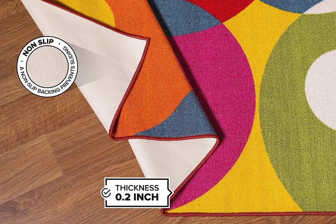 WRG All Area Rugs And Runners Vibrant Circle Area Rug Non-Slip/ No Skid 7 WRG All Area Rugs And Runners Vibrant Circle Area Rug Non-Slip/ No Skid