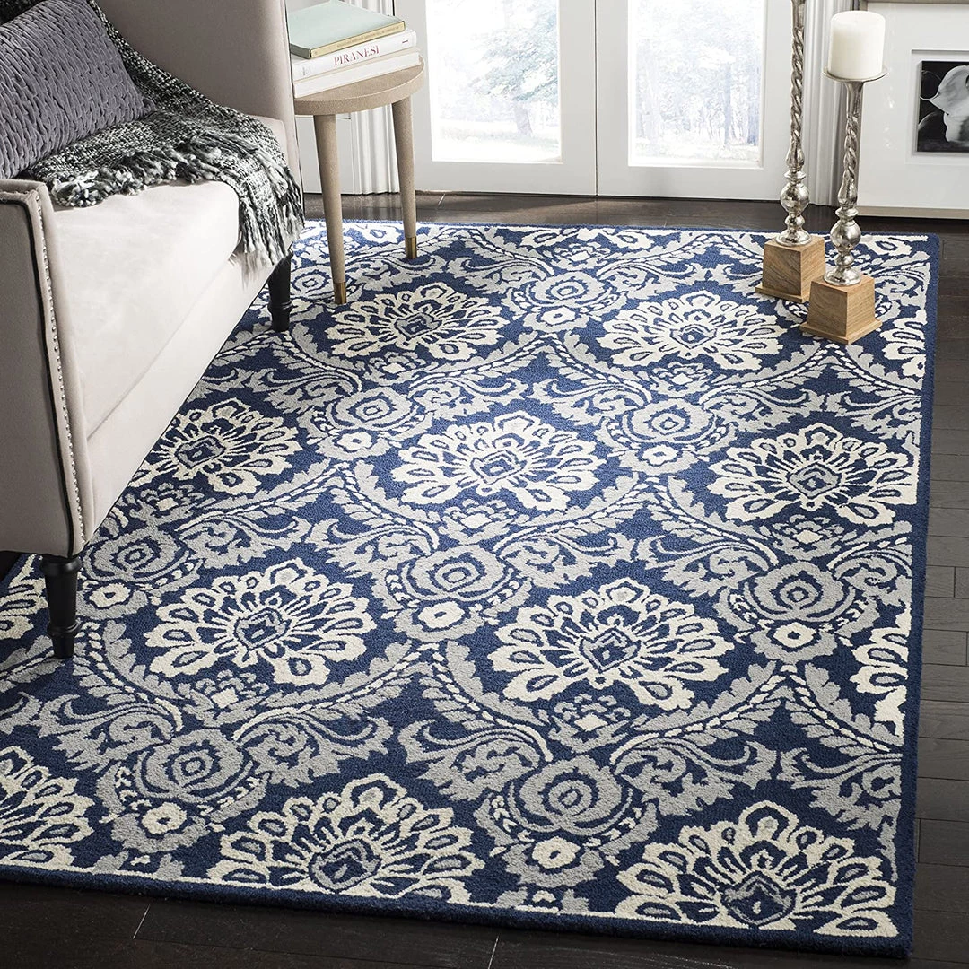 Modern Rugs And Decor Handmade Premium Wool Area Rug, Navy / Ivory All Area Rugs And Runners 1 Modern Rugs And Decor Handmade Premium Wool Area Rug, Navy / Ivory All Area Rugs And Runners