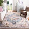 Modern Rugs And Decor Safavieh Collection Medallion Distressed Area Rug, Blue / Light Grey