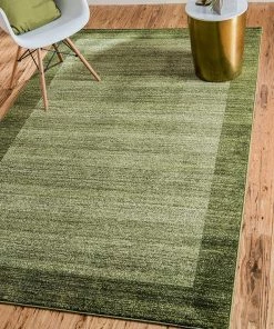 FAS Contemporary Bordered Soft Light Green Area Rug