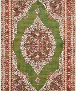 UL All Area Rugs And Runners Vintage Traditional Green Ivory Red Area Rugs