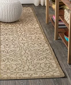 Jonathan All Area Rugs And Runners Madrid Vintage Filigree Textured Weave Indoor/Outdoor Beige/Brown Area Rug