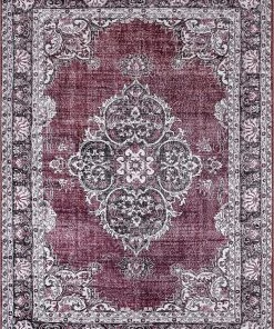 Well Woven All Area Rugs And Runners Mareva Machine Washable Burgundy Red Vintage Oriental Medallion Area Rug