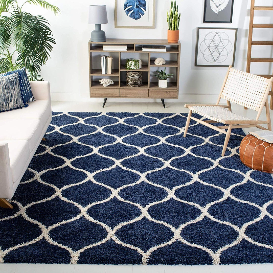 FAS All Area Rugs And Runners Moroccan Pattern Navy Ivory Plush Shag Area Rug 4 FAS All Area Rugs And Runners Moroccan Pattern Navy Ivory Plush Shag Area Rug