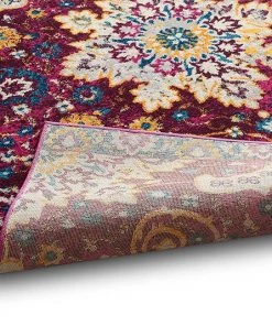 WW Purple Vintage Floral Medallion Area Rugs And Runners
