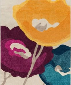 WW Floral Blue Yellow Purple Multi-color Area Rug All Area Rugs And Runners