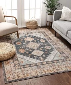 Modern Rugs And Decor All Area Rugs And Runners Vera Vintage Blue Tribal Diamond Medallion Pattern Area Rug