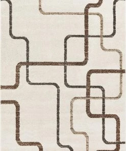 WW Modern Geometric Ivory Beige Comfy Area Rugs