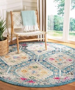 Modern Rugs And Decor Boho Diamond Distressed Area Rug, Dark Blue/Yellow All Area Rugs And Runners