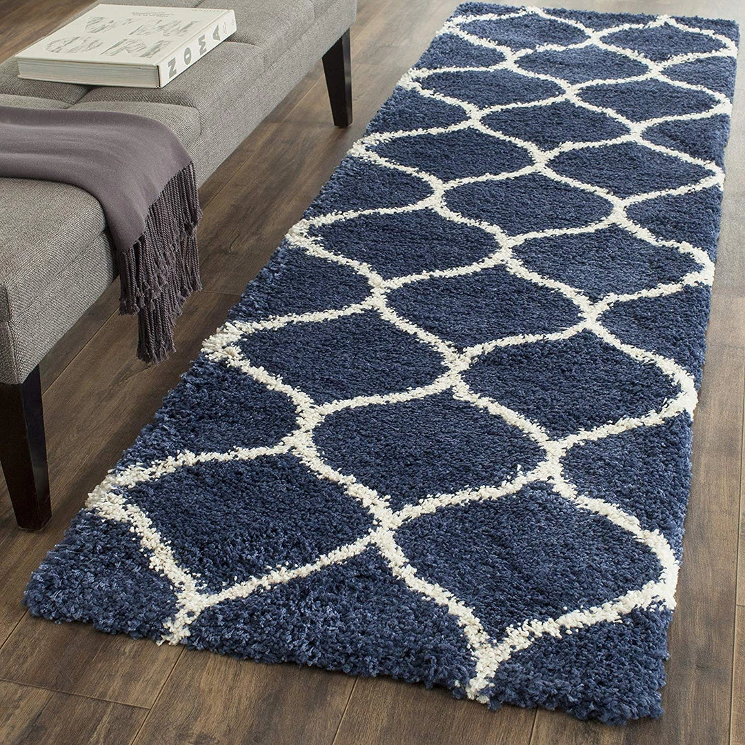 FAS All Area Rugs And Runners Moroccan Pattern Navy Ivory Plush Shag Area Rug 2 FAS All Area Rugs And Runners Moroccan Pattern Navy Ivory Plush Shag Area Rug