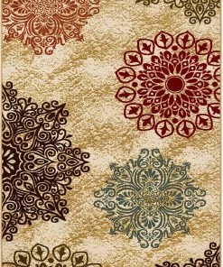 Modern Rugs And Decor All Area Rugs And Runners Modern Floral Non-Skid (Non-Slip) Low Profile Pile Rubber Backing Indoor Area Rugs Beige