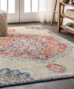 JONATHAN Y Bedroom Kitchen Living Room Indoor Soft Area-Rug Cream/Orange