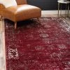 UL Vintage Distressed Bordered Burgundy Area Rugs
