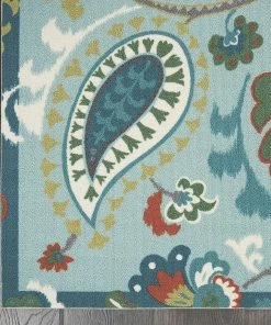 Unique Loom All Area Rugs And Runners Waverly Sun N Shade Blue Multicolor Beach Indoor-Outdoor Rug Light