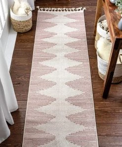 Bergen Beige Blush Tribal Diamond Soft Area Rug