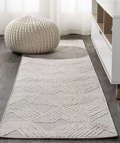 Jonathan All Area Rugs And Runners Jazz High-Low Pile Art Deco Geometric Indoor/Outdoor Beige Area Rug