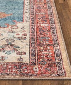 Well Woven All Area Rugs And Runners Towne Blue Machine Washable Vintage Style Classic Distresseed Tribal Medallion Area Rug