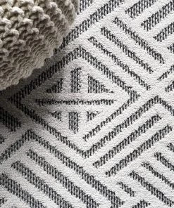 Jonathan All Area Rugs And Runners Jordan Art Deco Geometric Indoor/Outdoor White/Black Area Rug
