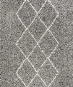 Jonathan All Area Rugs And Runners Mercer Plush Tassel Moroccan Tribal Geometric Trellis Area Rugs, Denim Blue/Cream