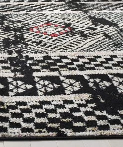 Safavieh Adirondack Collection ADR202Z Modern Boho Distressed Non-Shedding Stain Resistant Living Room Bedroom Soft Area Rug Black / Light Grey