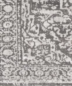 Abbas Gray Vintage Traditional WW All Area Rugs And Runners Vintage Medallion Charcoal Light Gray Area Rug